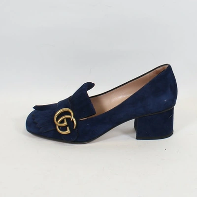 Pre-owned Gucci Navy Suede Heels