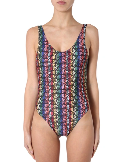 Etre Cecile Rainbow Logo Print Swimsuit In Multicolour