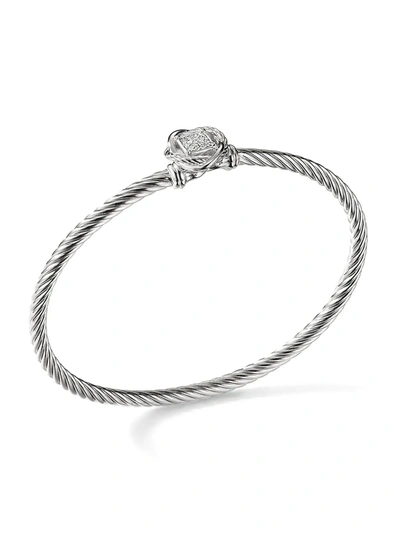 Shop David Yurman Women's Infinity Bracelet With Diamonds In Silver