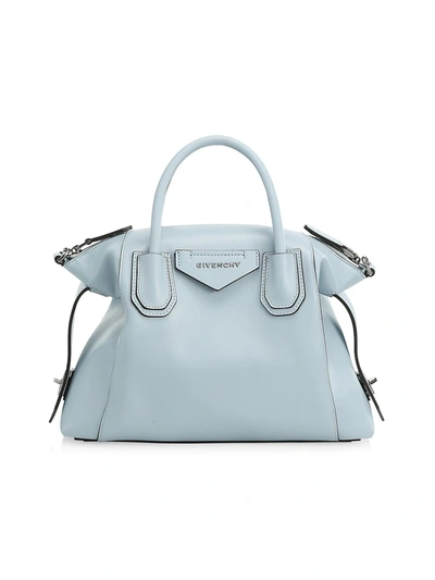 Shop Givenchy Small Antigona Soft Leather Tote In Ice Blue