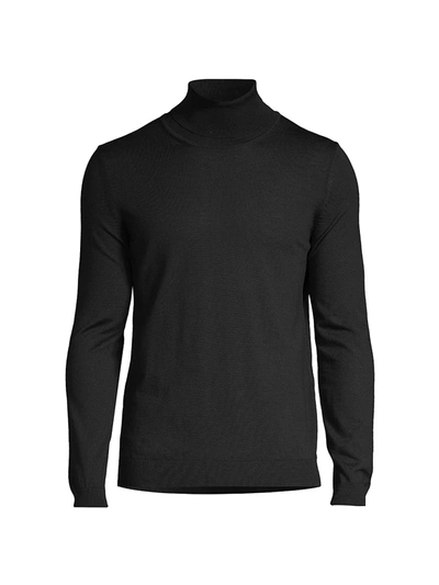 Shop Hugo Boss Musso Virgin Wool Turtleneck Sweater In Black