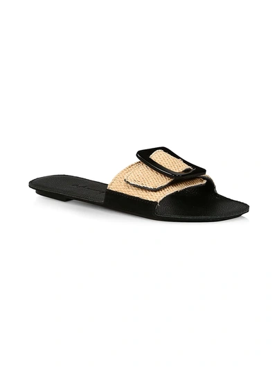 Shop Definery Women's Loop Leather Flat Sandals In Tan Black
