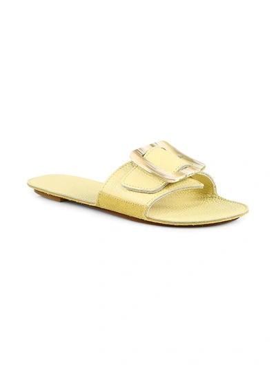 Shop Definery Women's Loop Leather Flat Sandals In Yellow