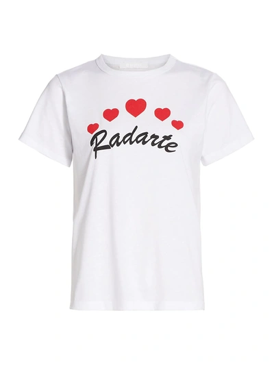 Shop Rodarte Radarte Heart-print T-shirt In White Red