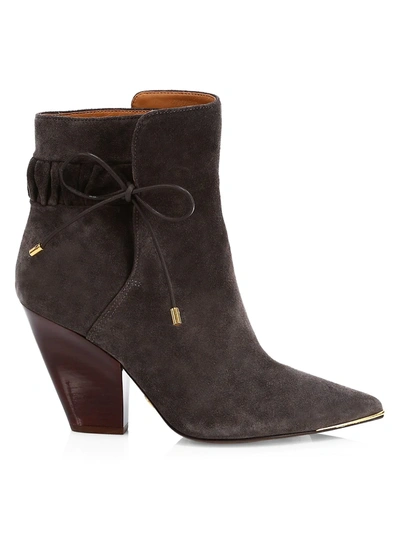 Shop Tory Burch Lila Suede Scrunch Ankle Boots In Grey