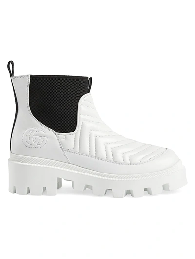 Shop Gucci Women's Frances Leather Boots In White
