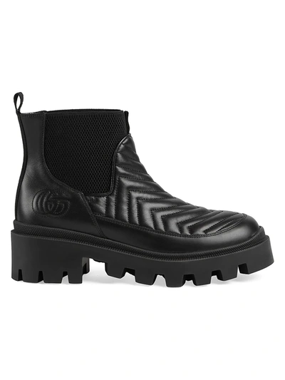 Shop Gucci Women's Frances Leather Boots In Nero