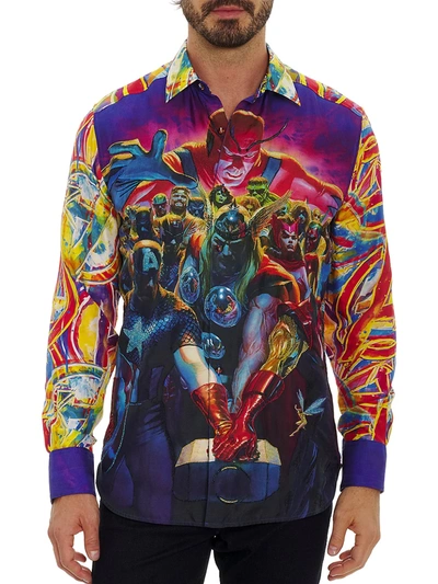 Shop Robert Graham X Marvel Limited Edition Whatever It Takes Silk Sport Shirt In Gold