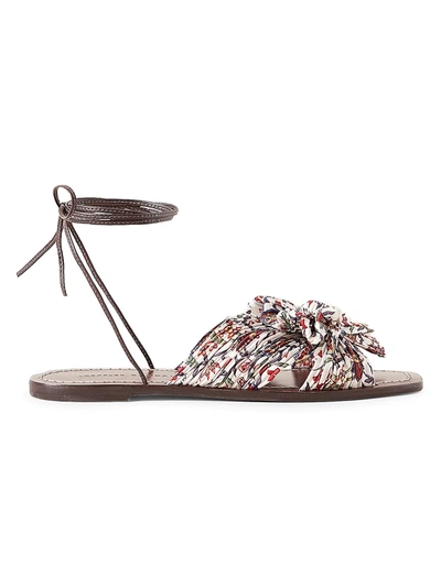 Shop Loeffler Randall Peony Ankle-wrap Knotted Floral Sandals In Provincial