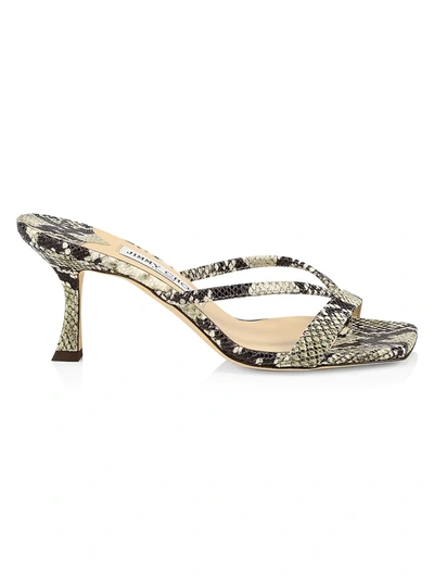 Shop Jimmy Choo Maelie Snakeskin-embossed Leather Thong Sandals In Roccia