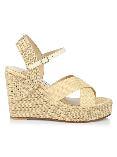 Shop Jimmy Choo Dellena Espadrille Platform Wedge Sandals In Natural