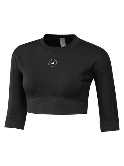 Shop Adidas By Stella Mccartney Asmc Keyhole-back Crop Top In Black