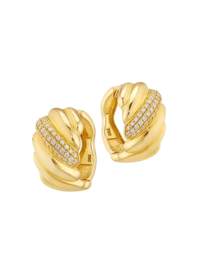 Shop Alberto Milani Via Brera 18k Yellow Gold & Diamond Stud Earrings