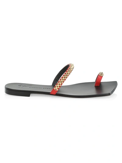 Shop Giuseppe Zanotti Embellished Toe-loop Sandals In Karmen Rouge