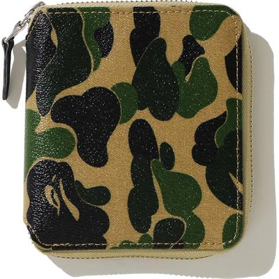 Pre-owned Bape Abc Canvas (m) Wallet Green