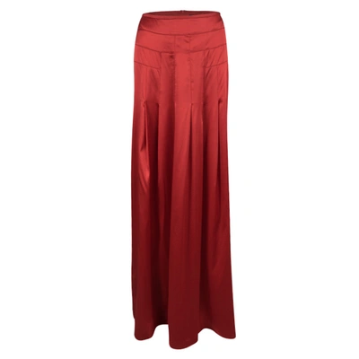 Pre-owned Boss By Hugo Boss Red Silk Satin Varana Maxi Skirt M