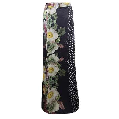 Pre-owned Class By Roberto Cavalli Floral And Polka Dot Print Maxi Skirt Xs In Multicolor