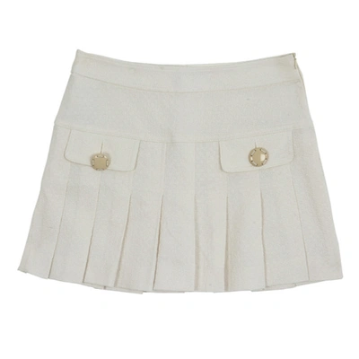 Pre-owned Dandg D & G Pleated Short Skirt S In White