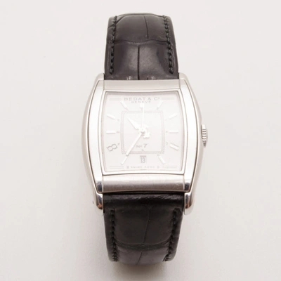 Pre-owned Bedat And Co. Bedat & Co. No. 7 Silver Dial Mens Leather Watch Black