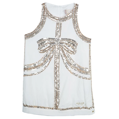 Pre-owned Roberto Cavalli Angels White Sequin Embellished Sleeveless Dress 14 Yrs