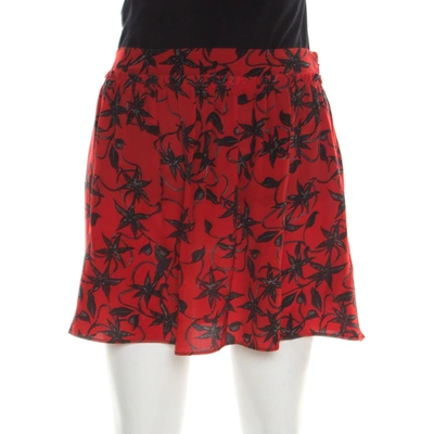 Pre-owned Zadig And Voltaire Red And Black Silk Juck Print Mini Skirt S