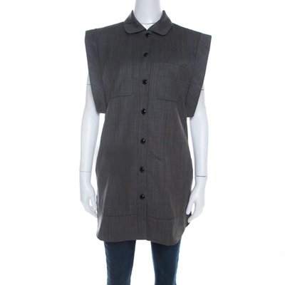 Pre-owned Paul And Joe Vintage Dark Grey Wool Dropped Armhole Buttoned Tunic S