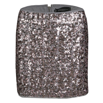 Pre-owned Zadig And Voltaire Grey And Pink Sequined Jasmi Pai Deluxe Jupe Mini Skirt S In Metallic