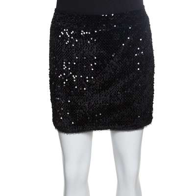 Pre-owned Zadig And Voltaire Black Sequined Jasmi Mini Skirt S