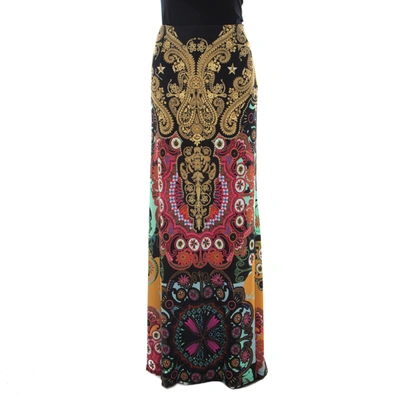 Pre-owned Class By Roberto Cavalli Cavalli Class Multicolor Baroque Print Flared Maxi Skirt M