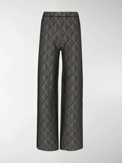 Shop Marine Serre Jacquard-knit Wide-leg Trousers In Black