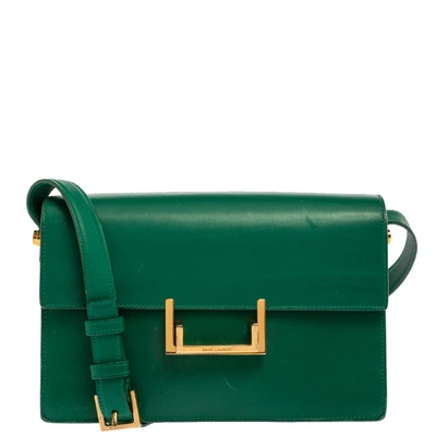 Pre-owned Saint Laurent Green Leather Medium Lulu Shoulder Bag