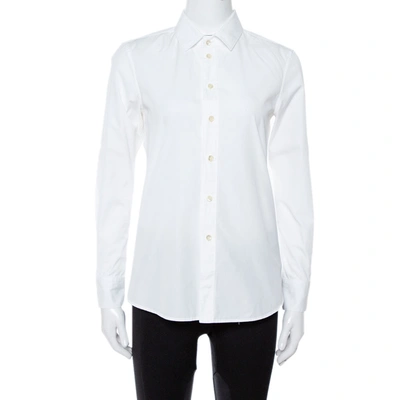 Pre-owned Saint Laurent White Cotton Long Sleeve Shirt S