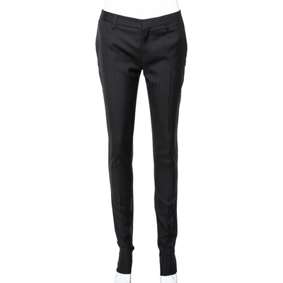Pre-owned Saint Laurent Black Wool Tailored Trousers S