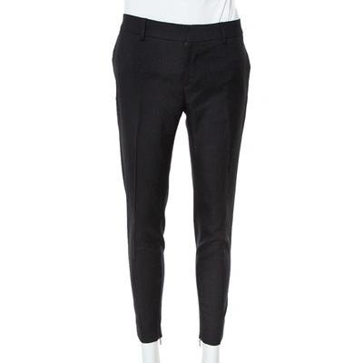 Pre-owned Saint Laurent Black Wool Tailored Trousers S