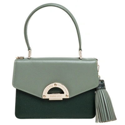 Pre-owned Fauré Le Page Two Tone Leather Parade 19 Top Handle Bag In Green