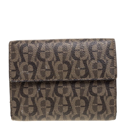 Pre-owned Aigner Brown Signature Coated Canvas French Wallet