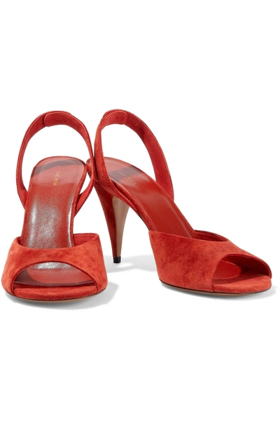 Shop The Row Swing Suede Slingback Sandals In Brick