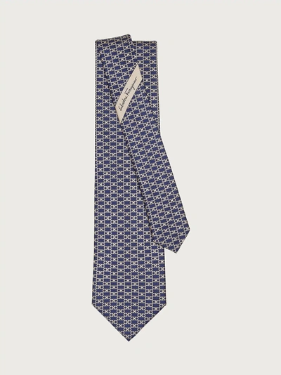 Shop Ferragamo Gancini Print Silk Tie In Blue