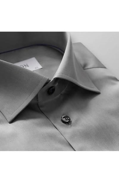 Shop Eton Slim Fit Twill Dress Shirt In Mid Grey