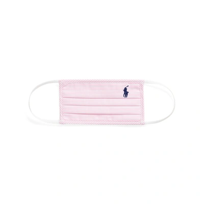Shop Polo Ralph Lauren Children's Cotton Cloth Mask In Pink & White