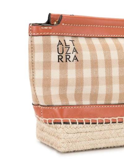 Shop Altuzarra Gingham-print Crossbody Bag In Brown