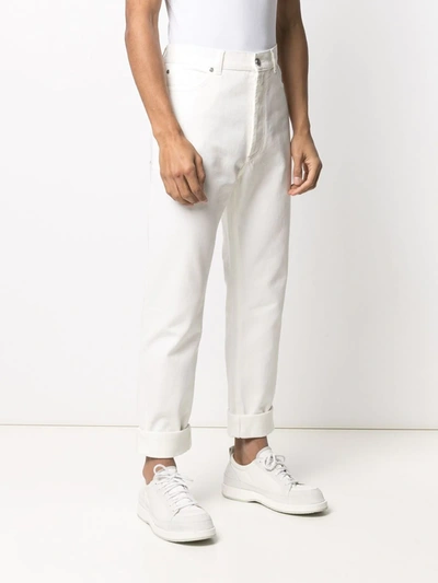 Shop Balmain High-waisted Straight Leg Jeans In White