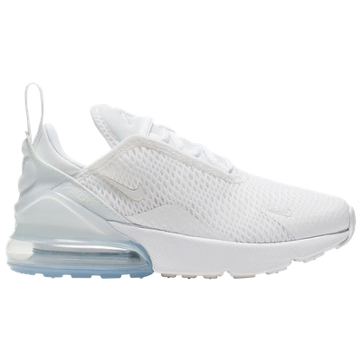Shop Nike Boys  Air Max 270 In White/white/met Silver