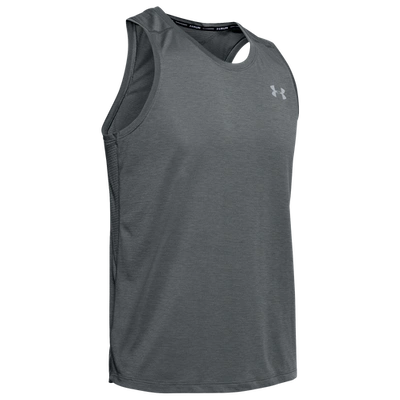 Shop Under Armour Mens  Streaker 2.0 Singlet In Pitch Grey/pitch Grey/reflective