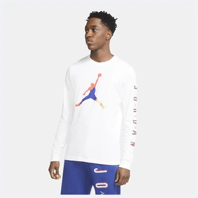 Shop Jordan Mens  Dna Sport Long Sleeve T-shirt In White/track Red