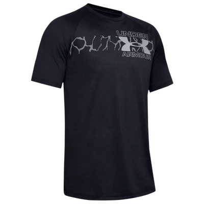 Shop Under Armour Mens  Tech 2.0 Graphic T-shirt In Black/mod Grey