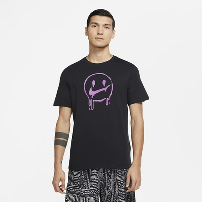 Nike Swoosh Smile T-shirt In Black/purple | ModeSens