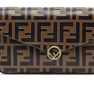 Shop Fendi Wallet On Chain With Pouches In Marron