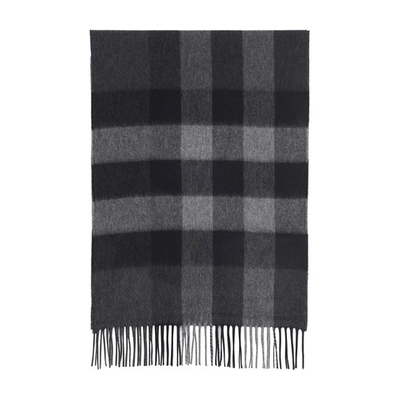 Shop Burberry Mega Check Scarf In Charcoal