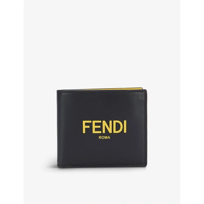 Shop Fendi Brand-plaque Leather Billfold Wallet In Black